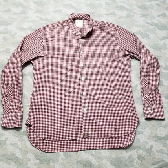 Other - Billy Reid Shirt Mens Large Red Pockets Long Sleeve Button-Up Check